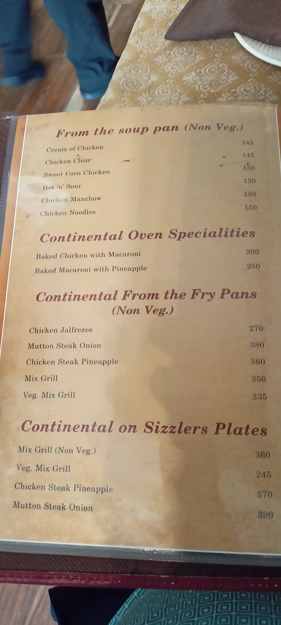 Paramount Restaurant menu