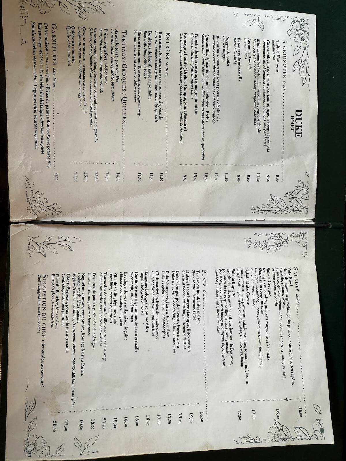 Menu de Duke