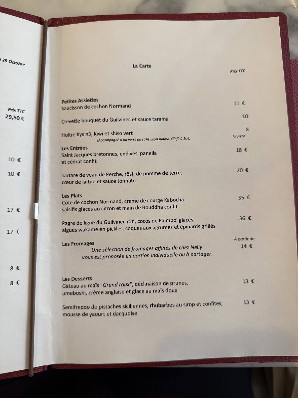 Menu de Vantre