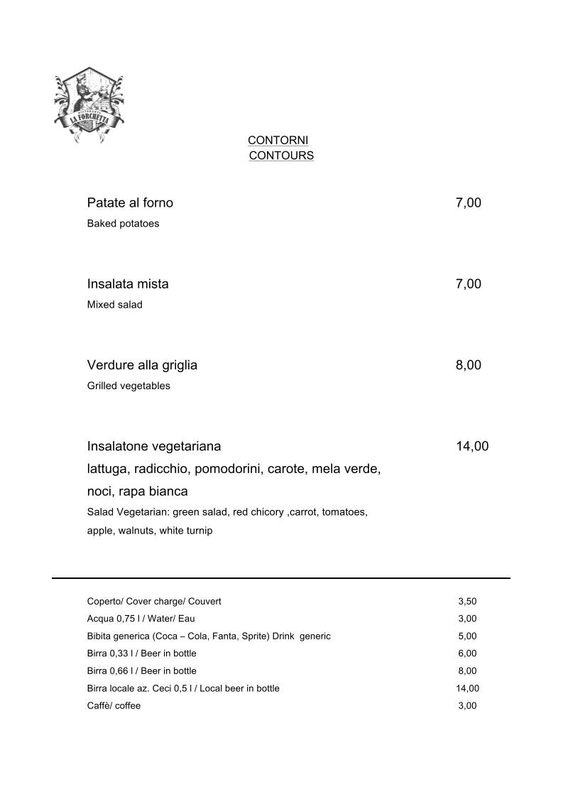 Menu di Ristorante La Forchetta Parma 