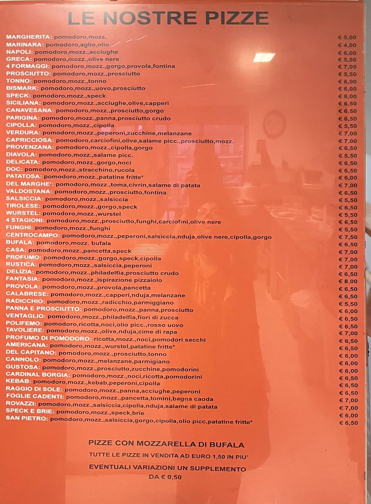 Menu di Pasta e Pizza 