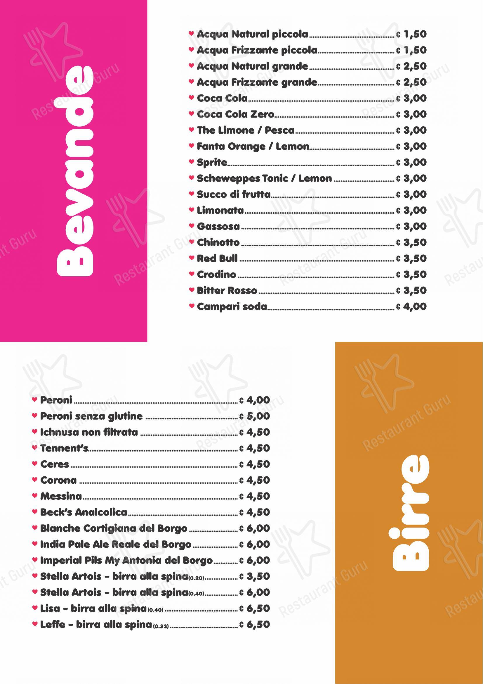 Menu per Pastamore in Roma