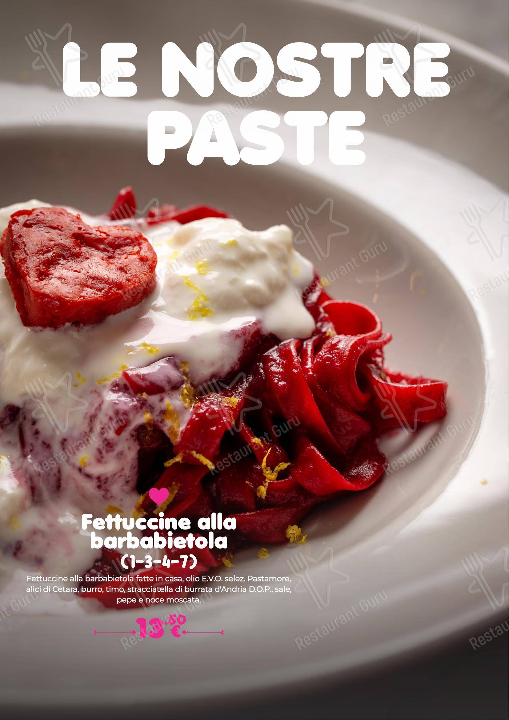 Pastamore in Roma - Menu
