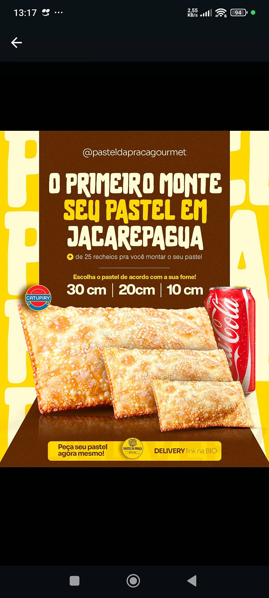 Pastel da Praça Gourmet cardápio