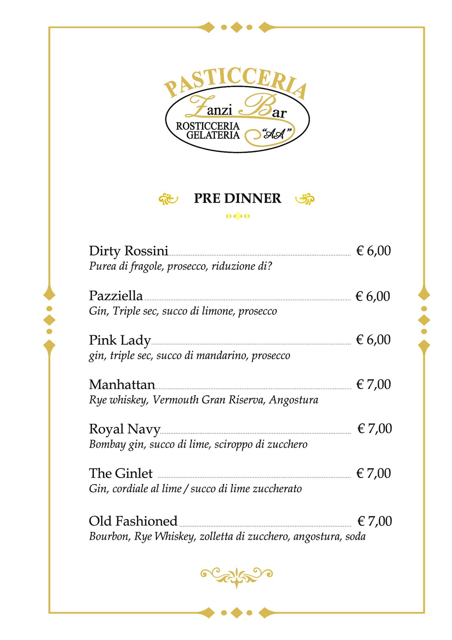 Menu di Zanzibar 