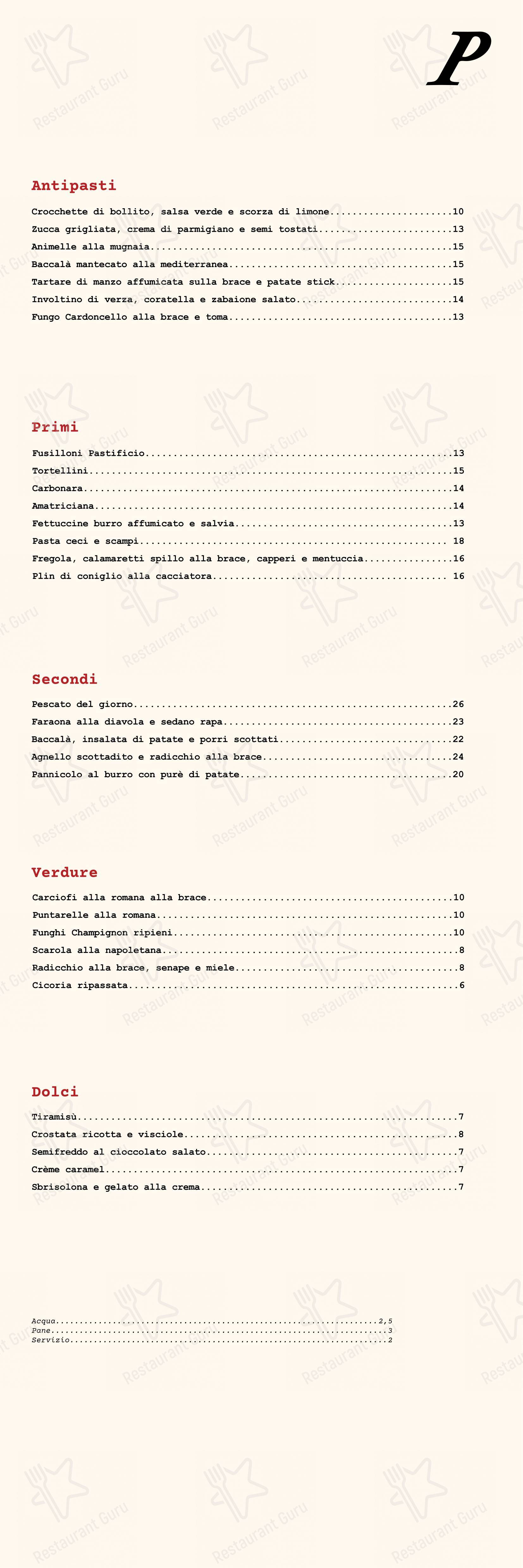 Menu per Pastificio San Lorenzo ristorante