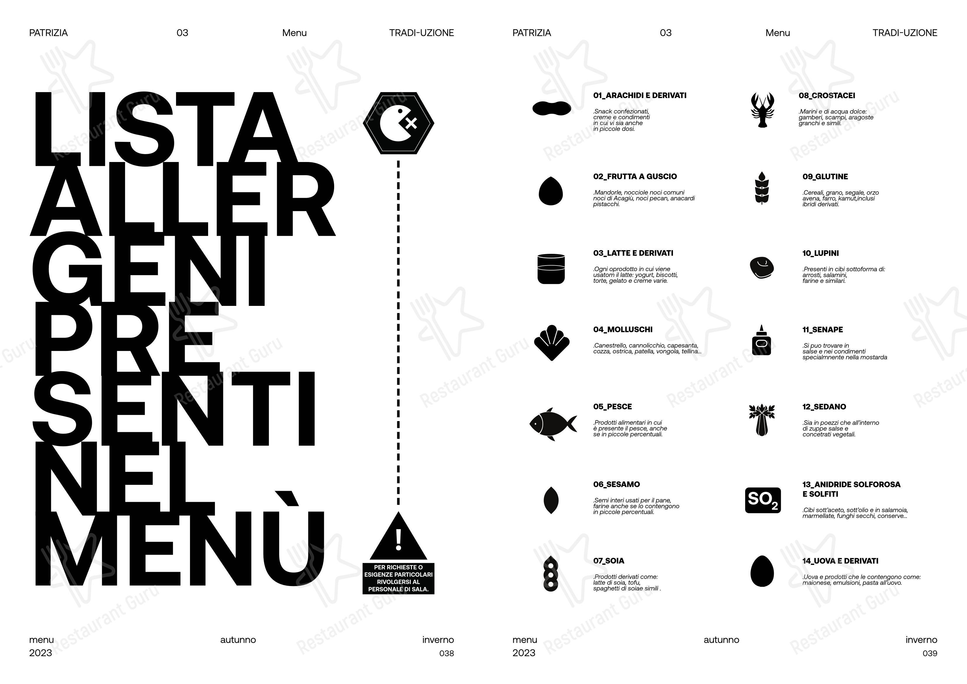 Patrizia in Modena - Menu bar