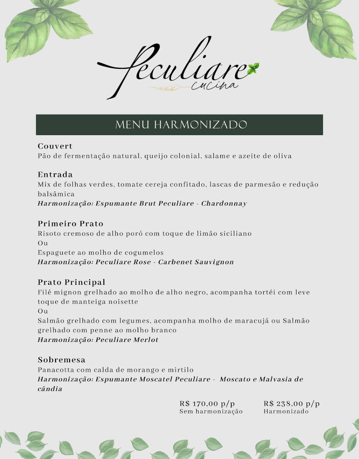 Peculiare Cucina cardápio