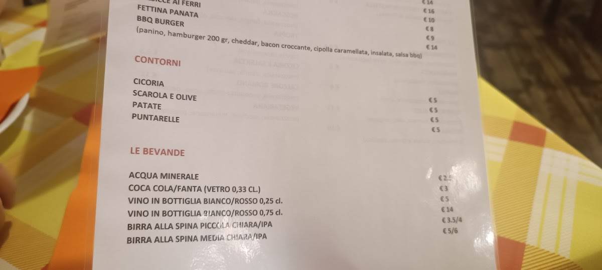 Menu di Pepenero Pinseria 