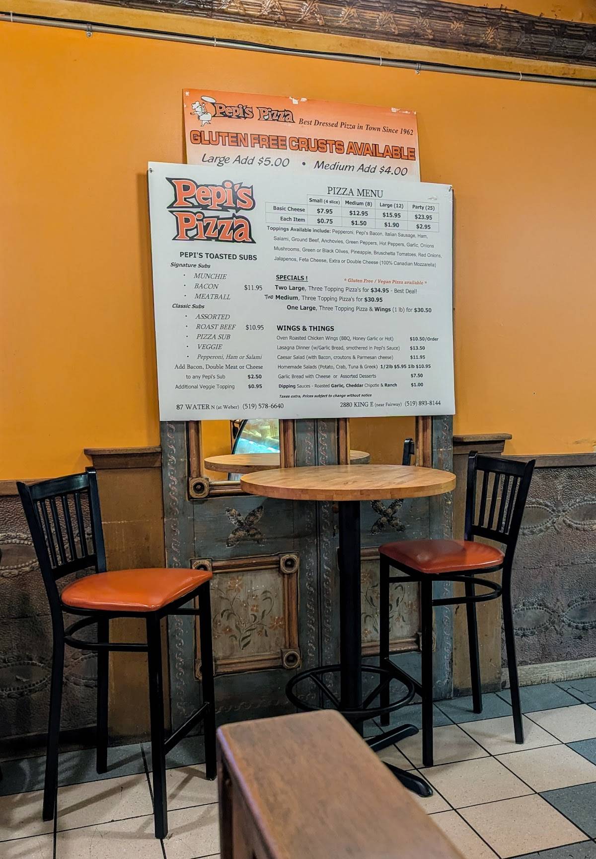 Menu de Pepi's Pizza