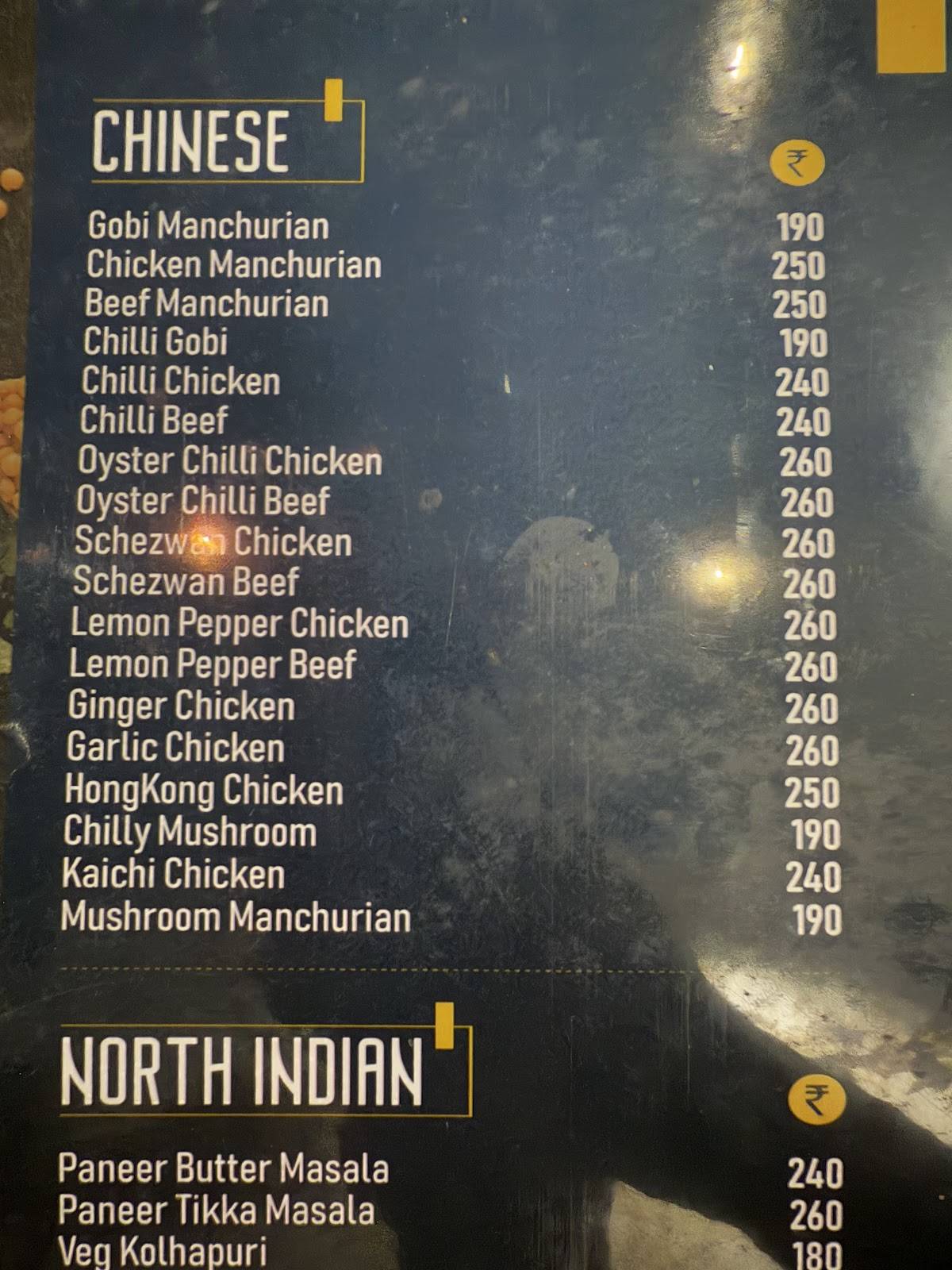 Pepper Palace Restaurant menu