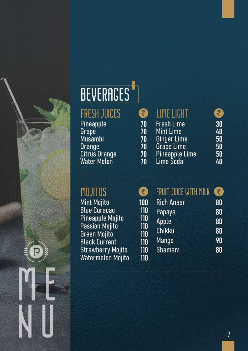 Pepper Palace Restaurant menu