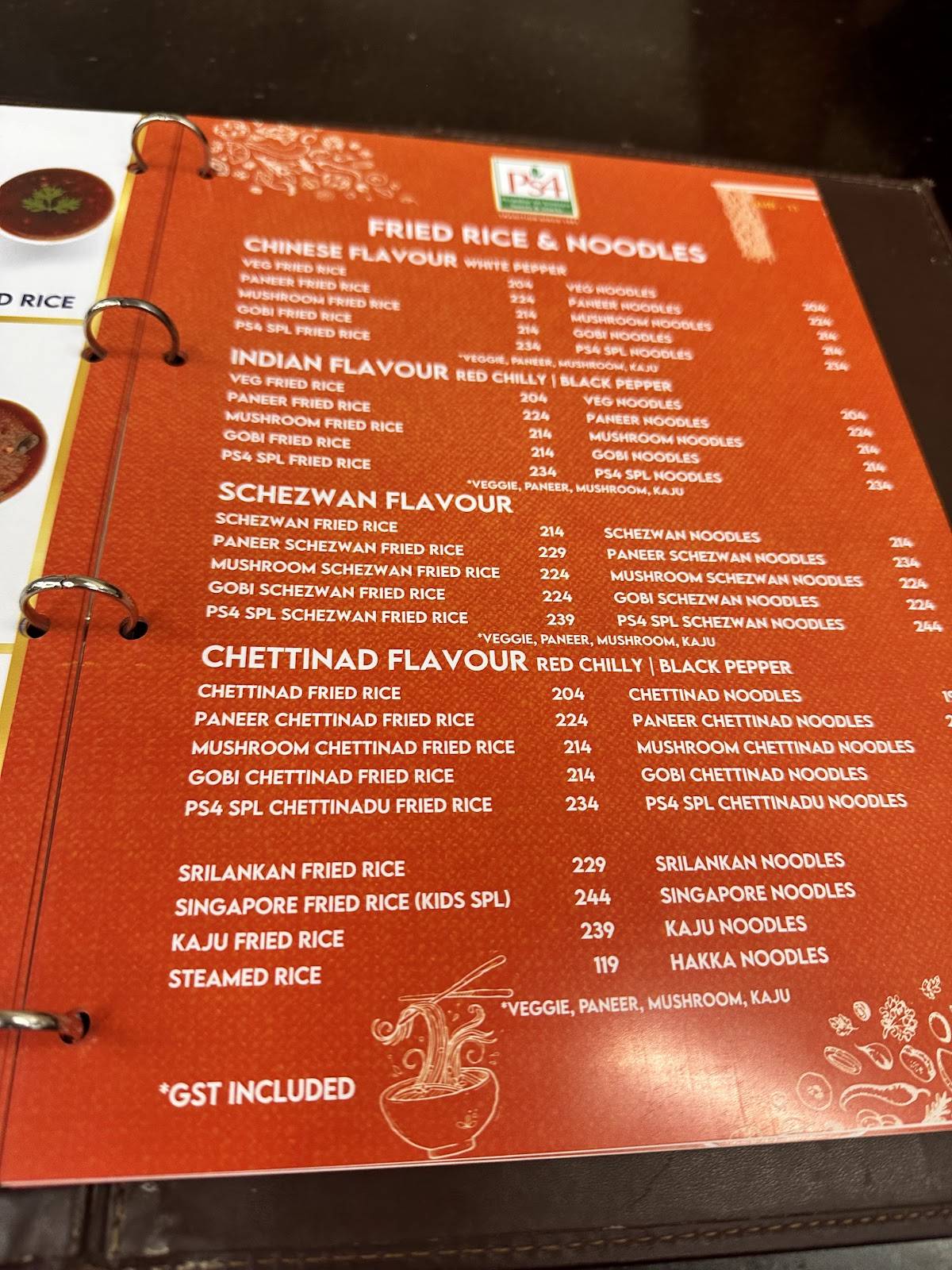 Perambur Sri Srinivasa Sweets India Pvt Ltd menu