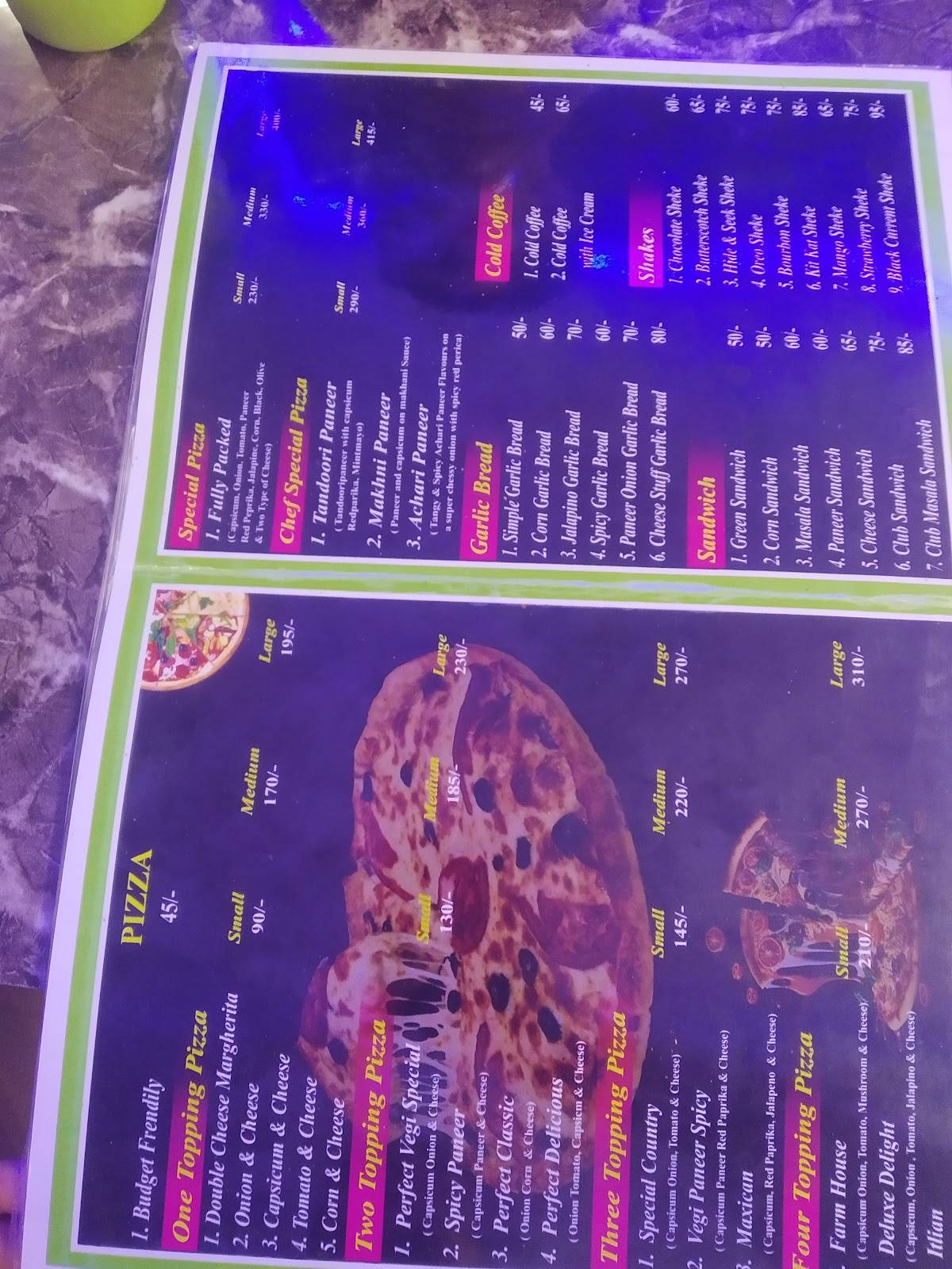 Perfect pizza point menu