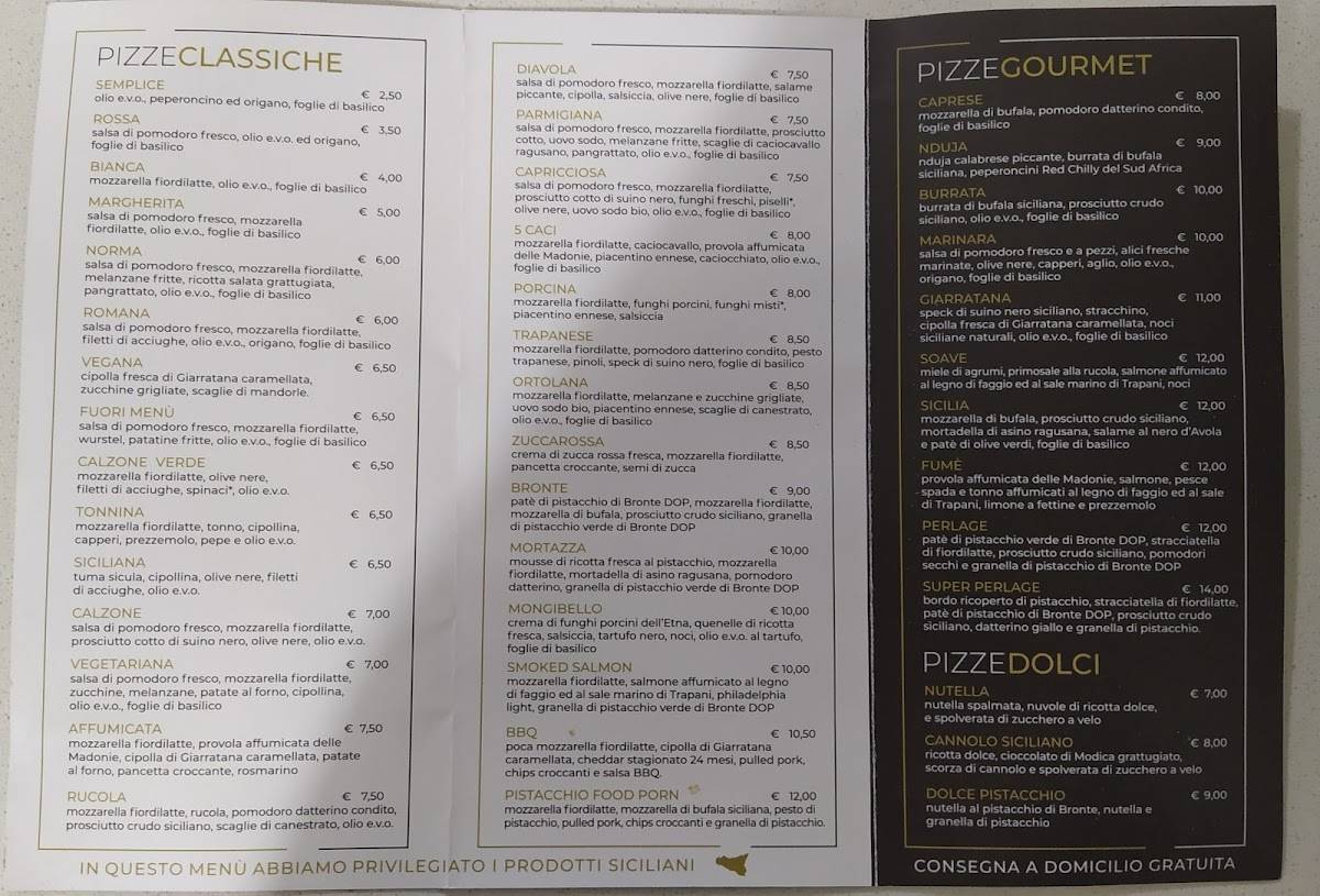 Menu di Perlage Pizza Gourmet - Sant'Agata Li Battiati 
