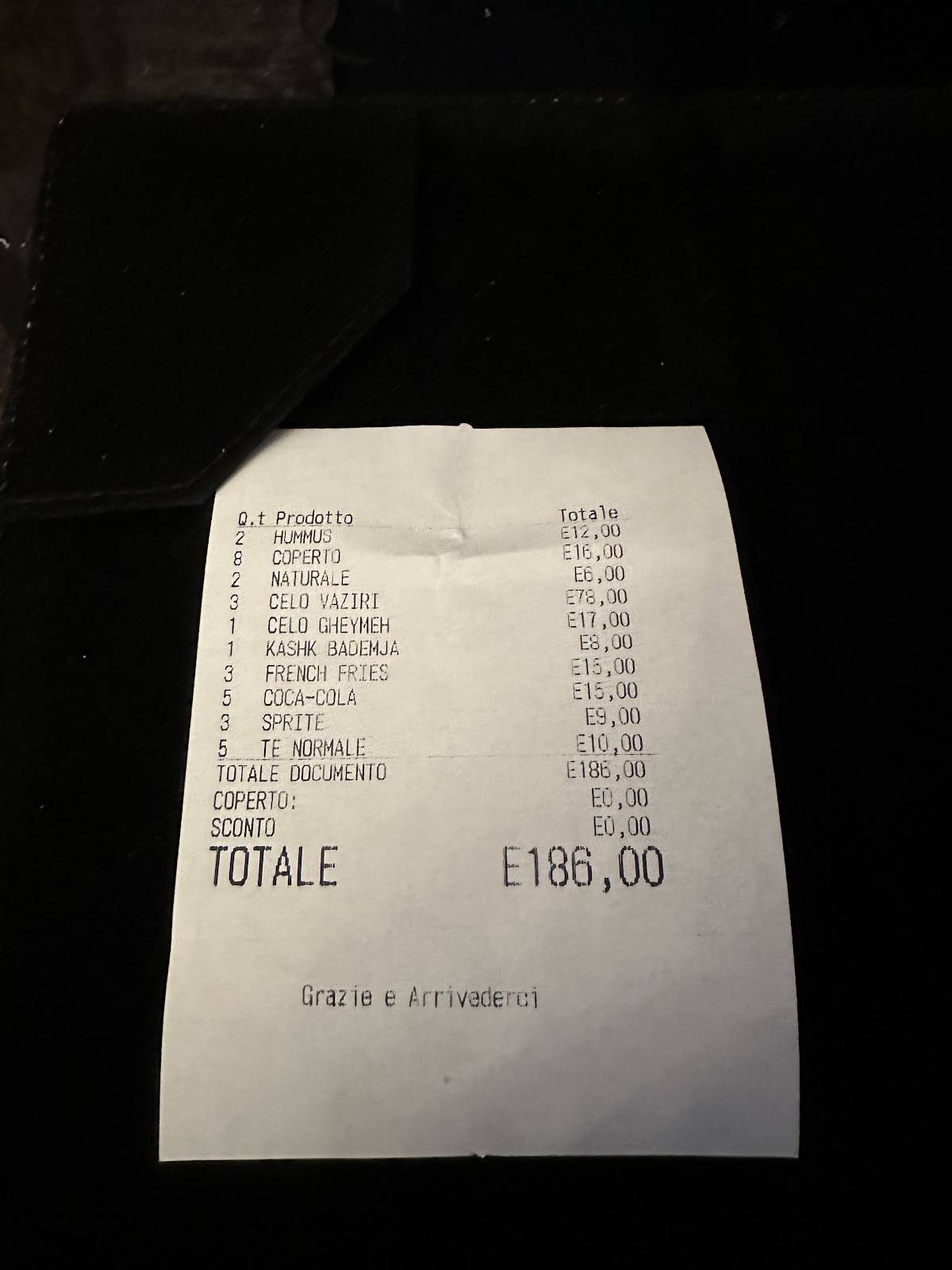 Menu di Persianissimo 