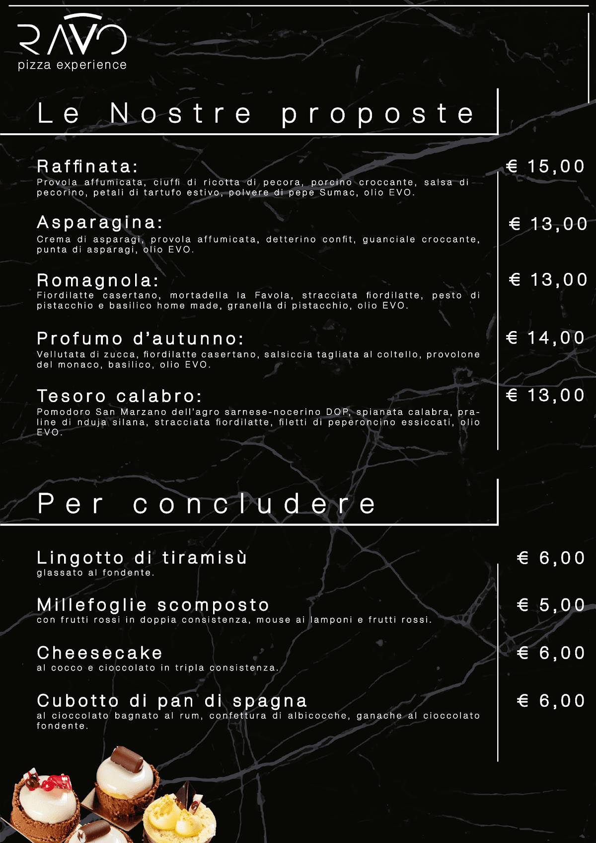 Menu di RAVO pizza experience 