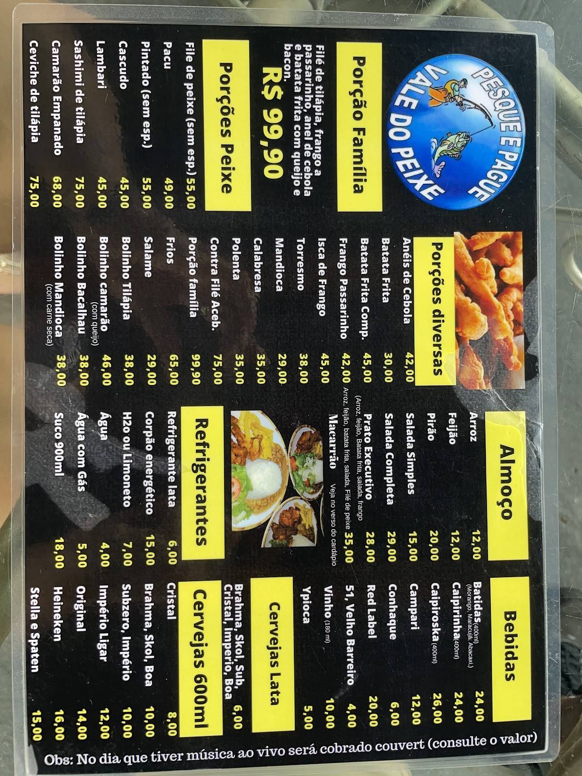 Pesque Pague Vale Do Peixe cardápio