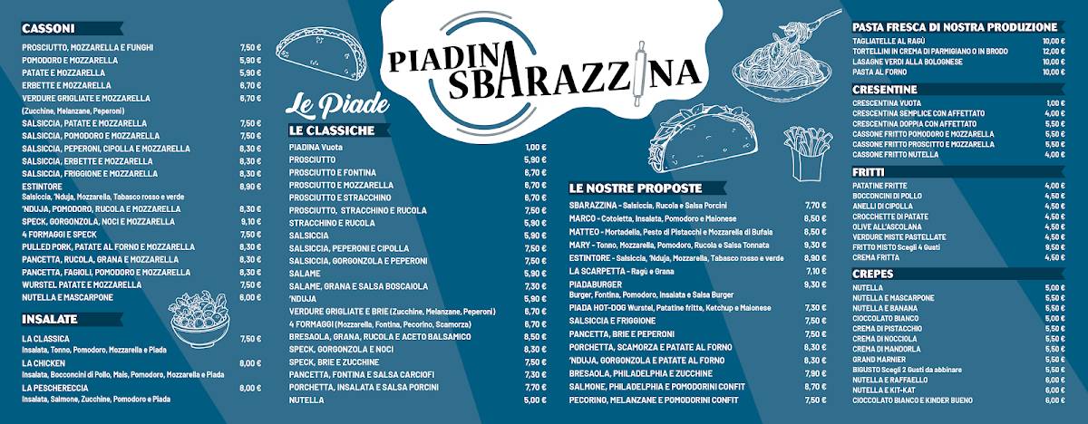Menu di Piadina Sbarazzina 