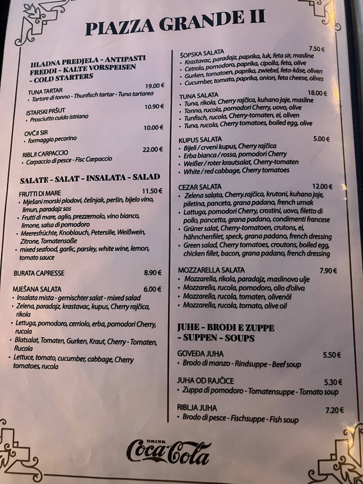 Menu di Piazza Grande II 