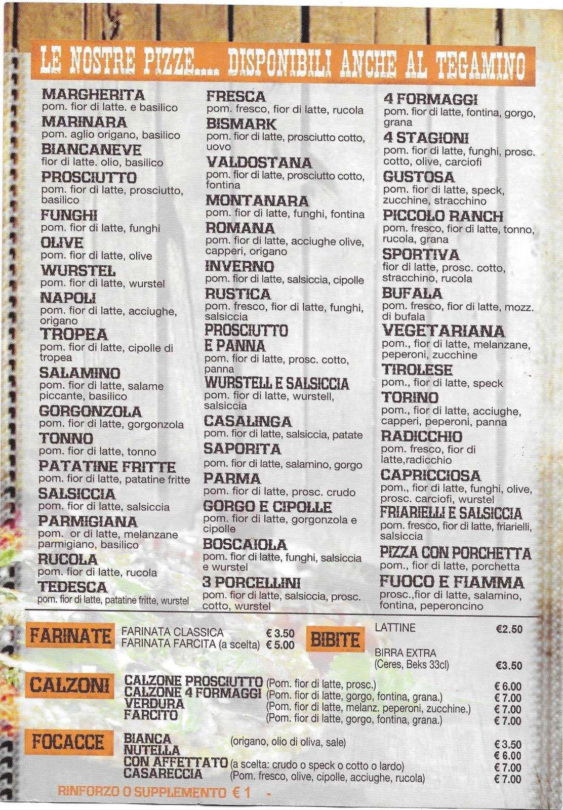 Menu di Piccolo Ranch 