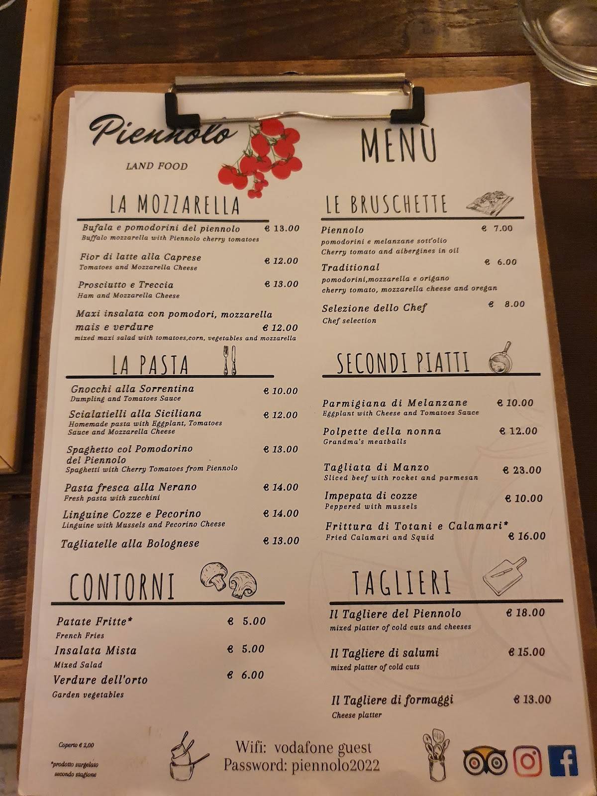 Menu At Piennolo Land Food Restaurant Sorrento menu-at-piennolo-land-food-restaurant-sorrento