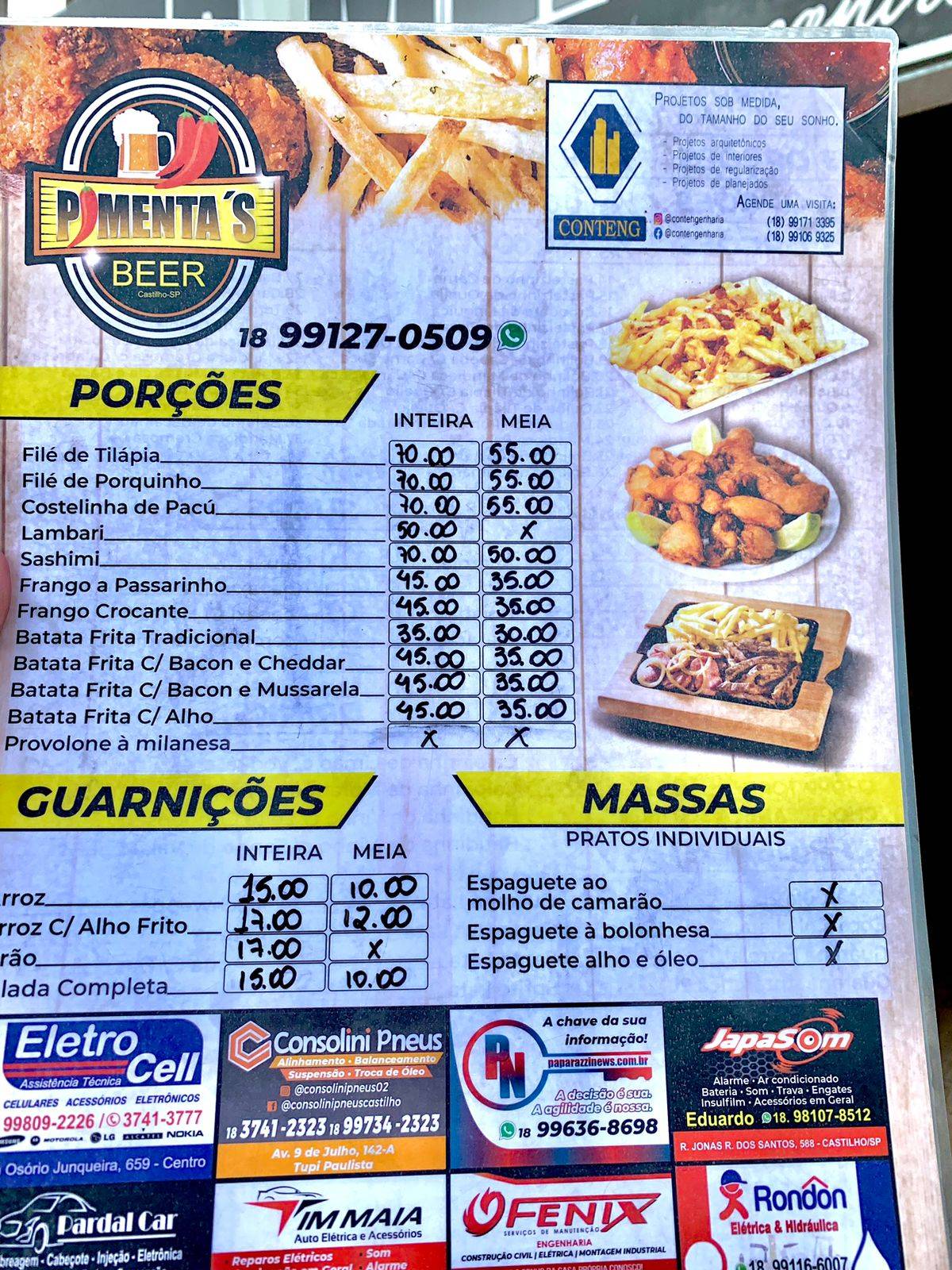 PIMENTA'S BEER cardápio