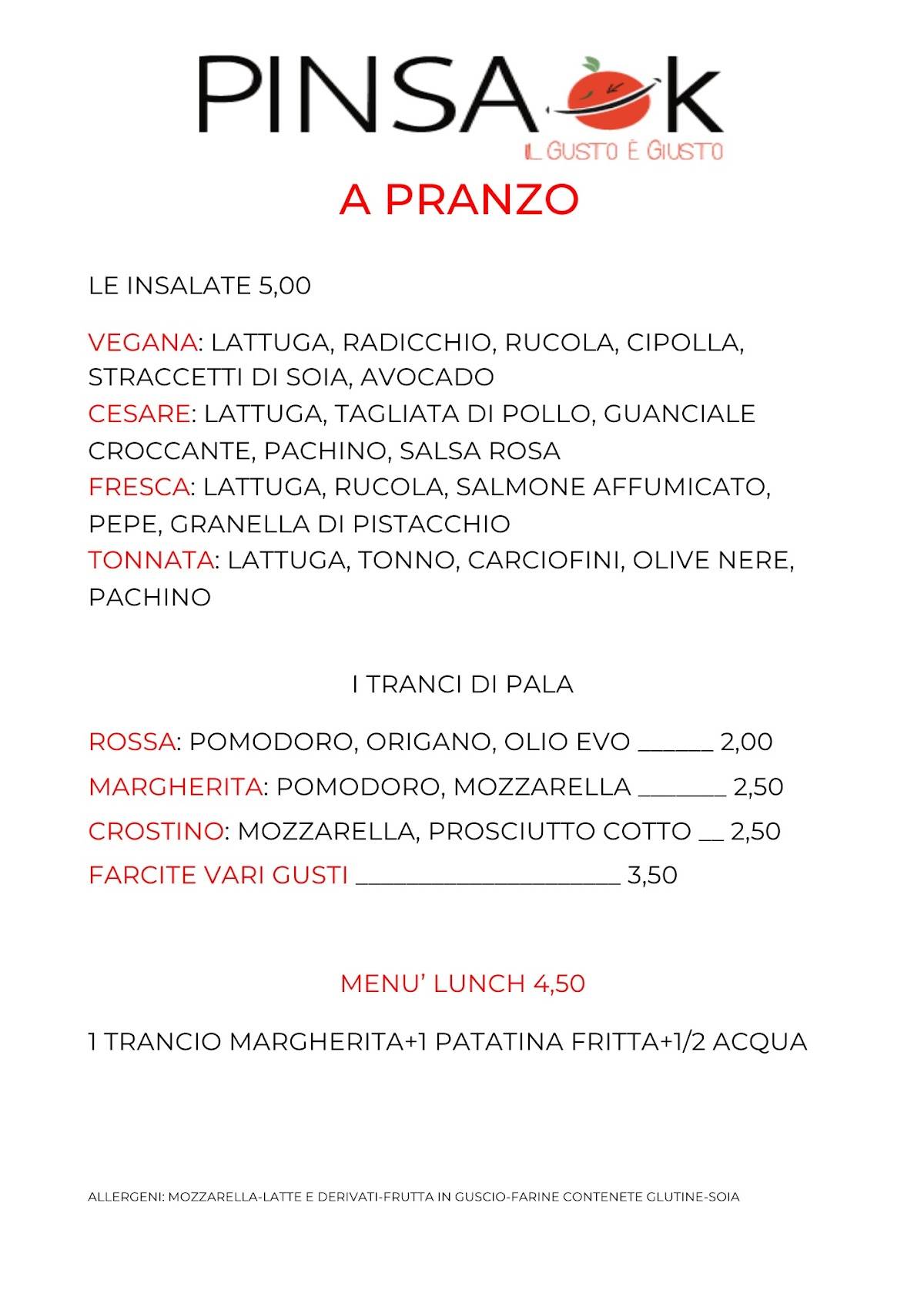 Menu di Pinsa ok prenestina 