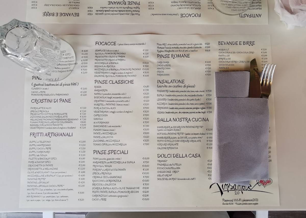 Menu di Pinsamore 2.0 