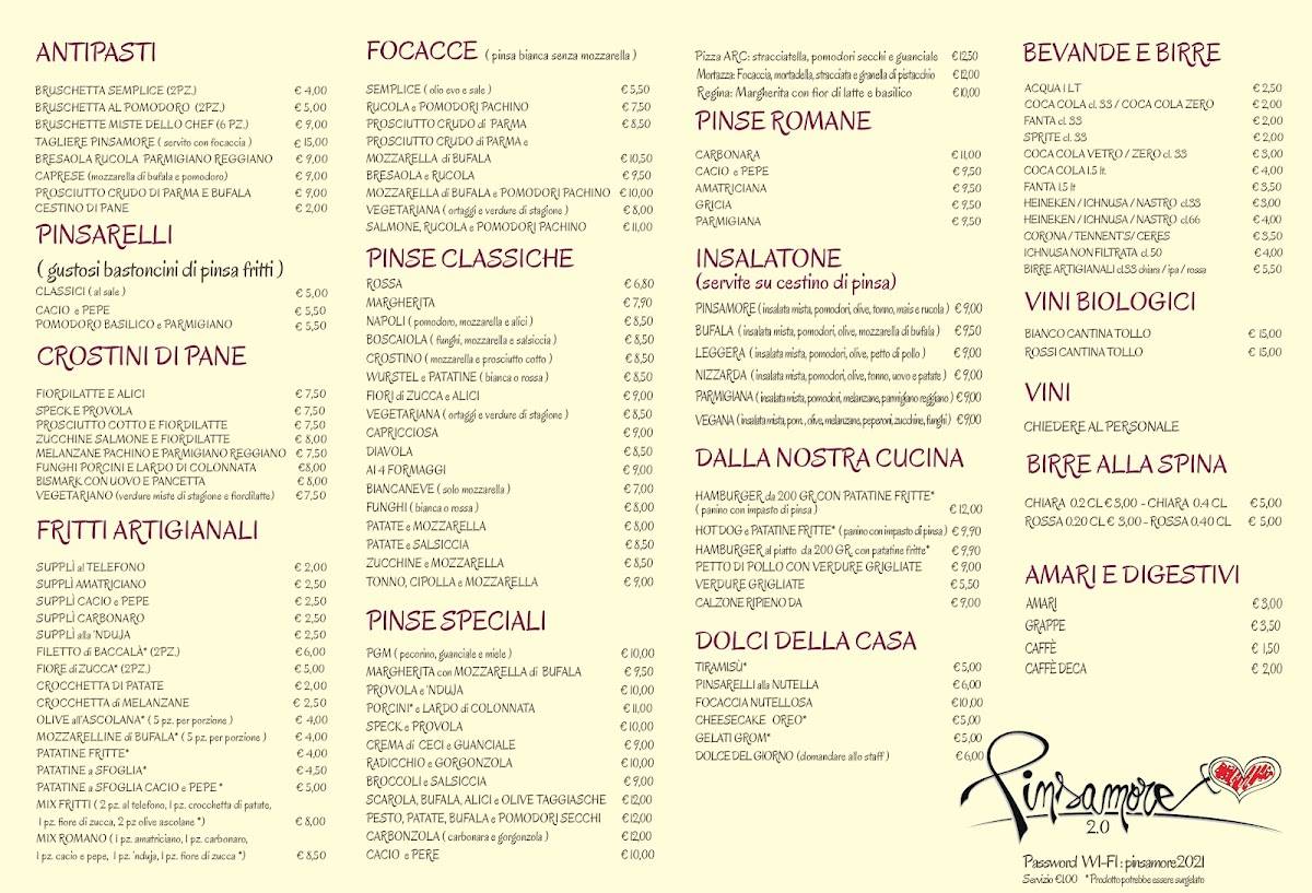 Menu di Pinsamore 2.0 