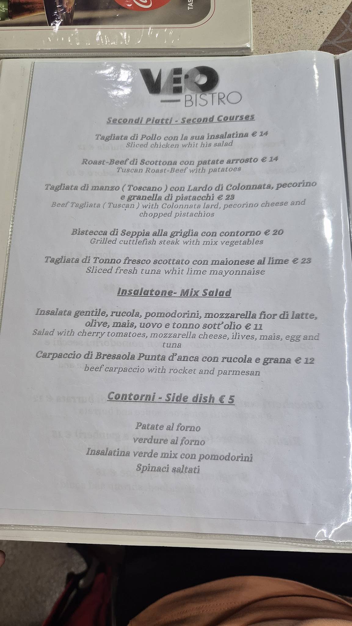 Menu di Vero Bistro