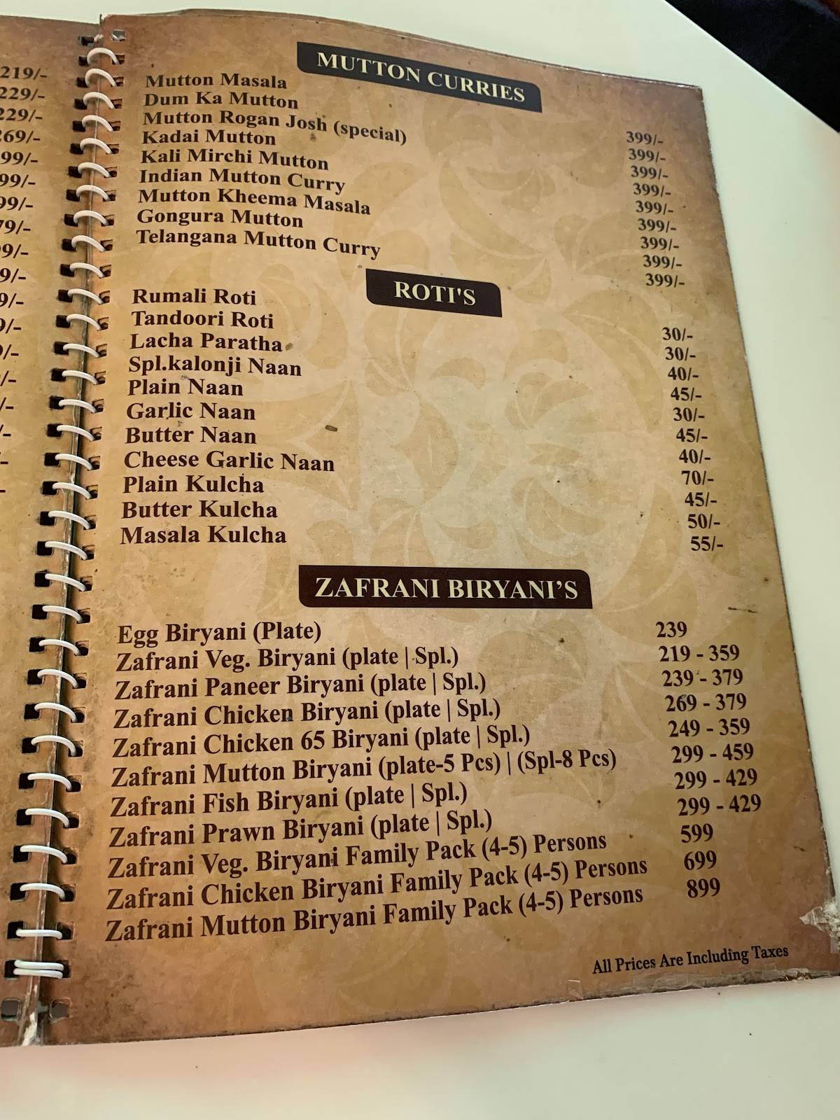 Pista House Mahabubnagar menu