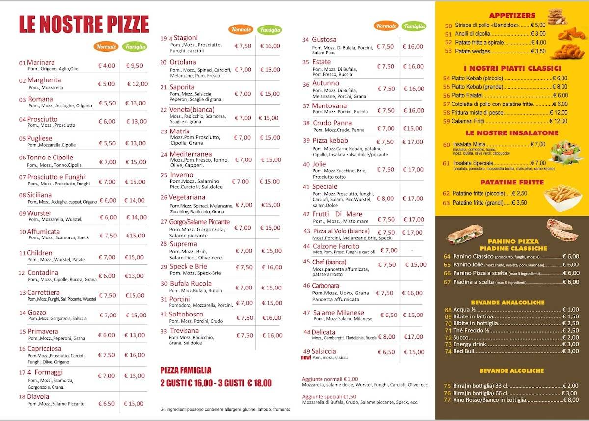 Menu di Pizza Al Volo & Kebab Torbole 