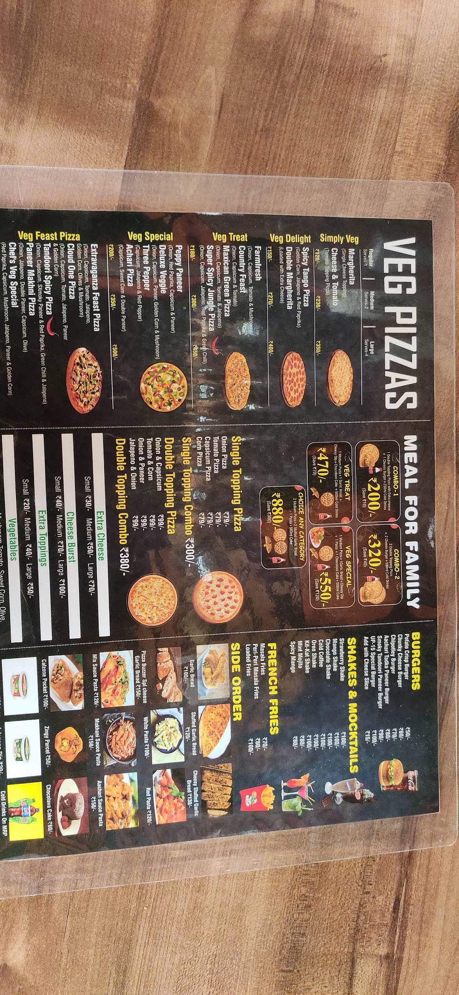 Pizza Buzzer menu