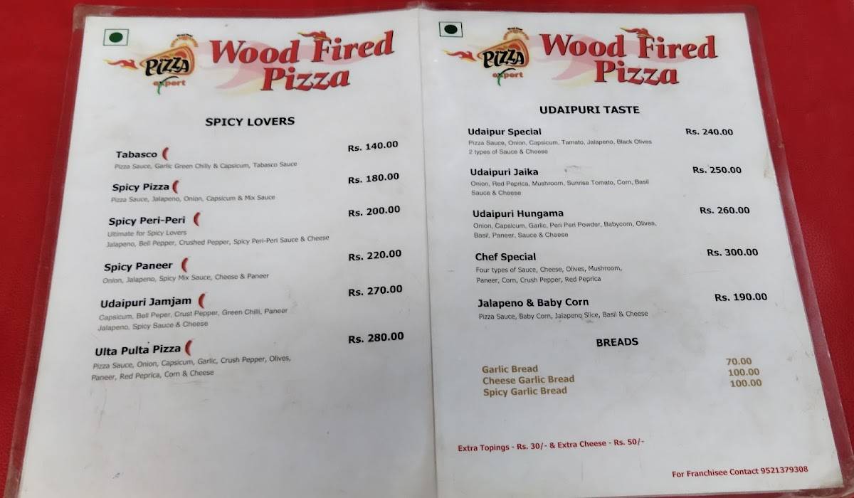 Pizza Expert (Wood Fired Pizza) menu