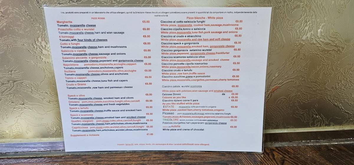Menu di Pizza It Ciamparini Corrado 