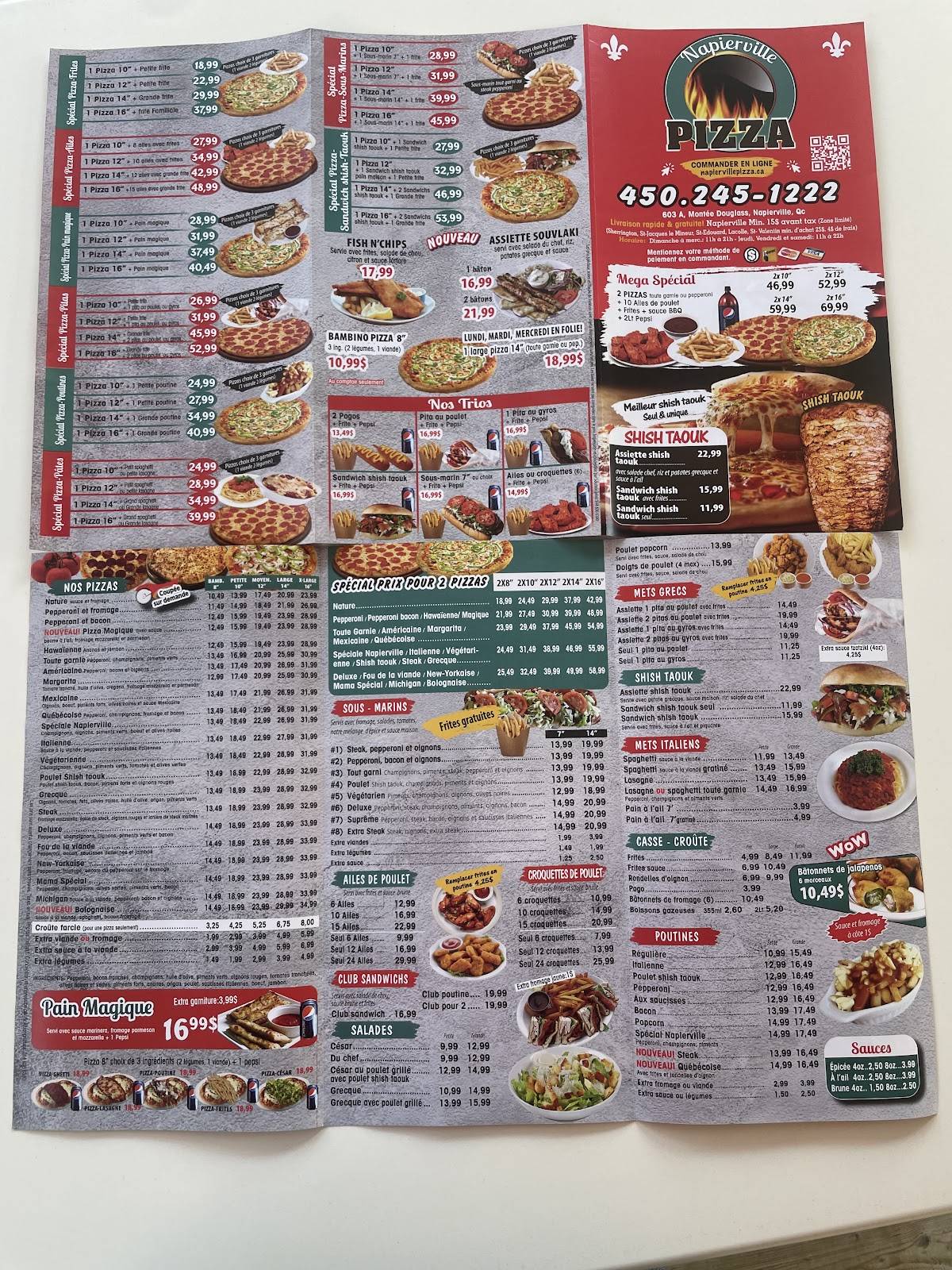 Menu de Pizza Napierville
