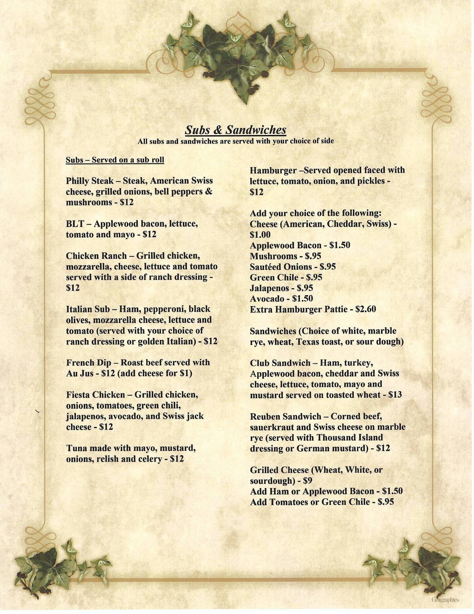 Menu at Pizza Patio pizzeria, Alamogordo, E 1st St