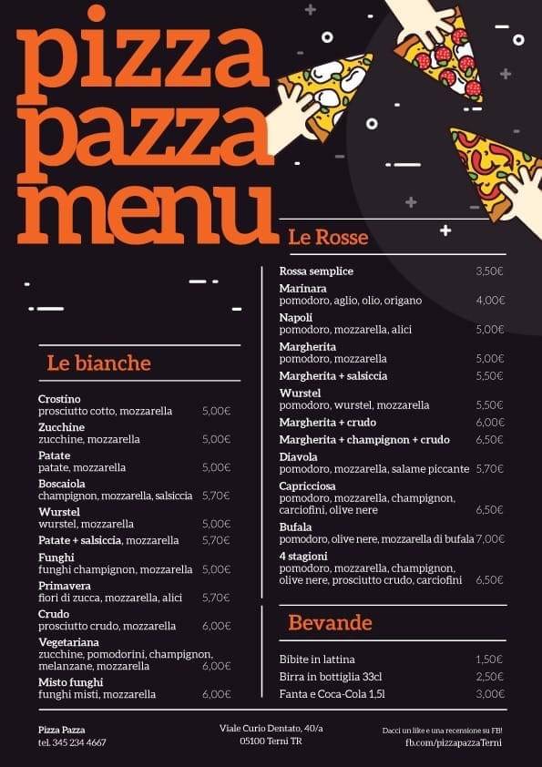 Menu di Pizza Pazza 