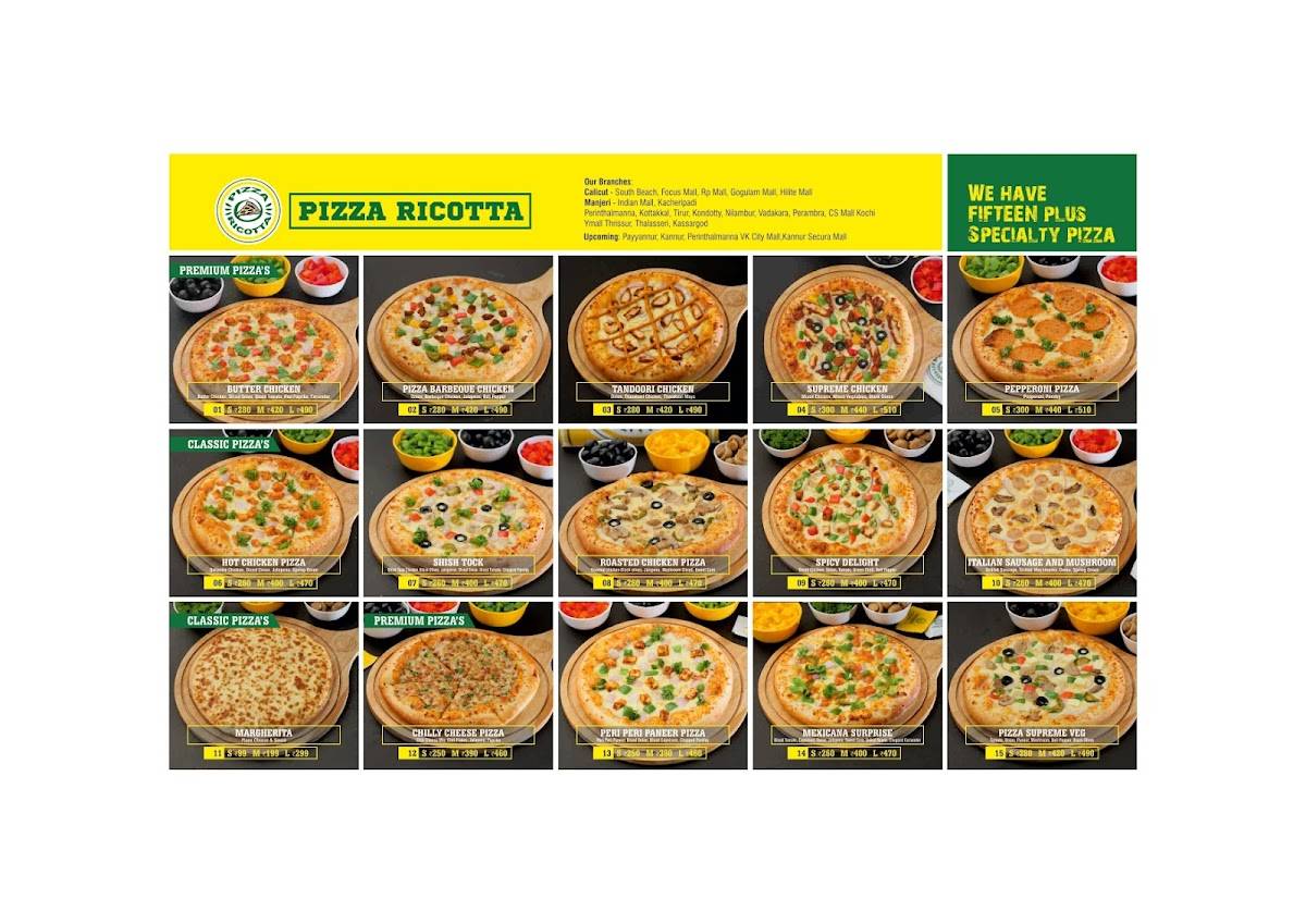 Menu at Pizza Ricotta Kottakkal, Kottakkal