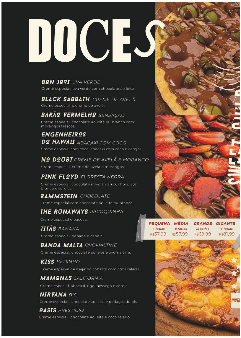 Pizza Rock Delivery cardápio