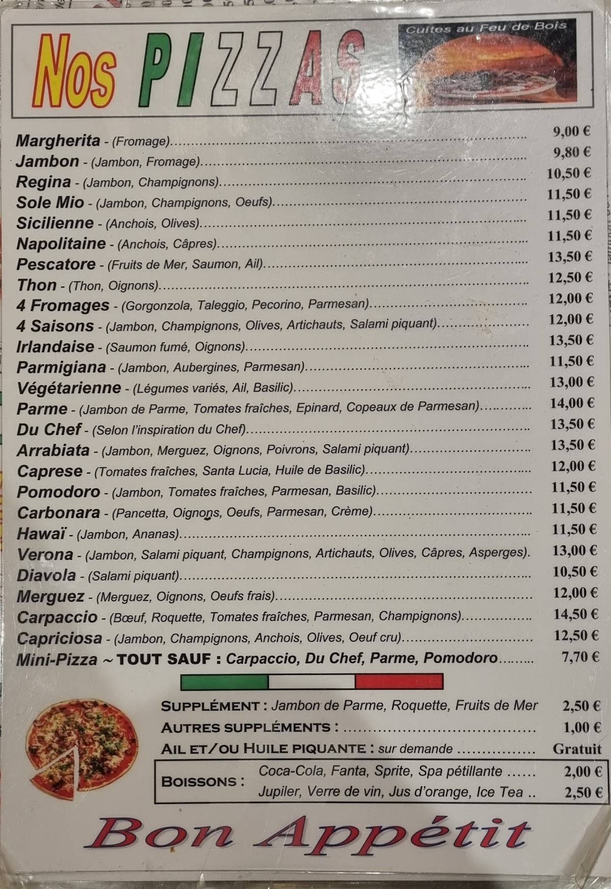 Menu de Pizza Shani