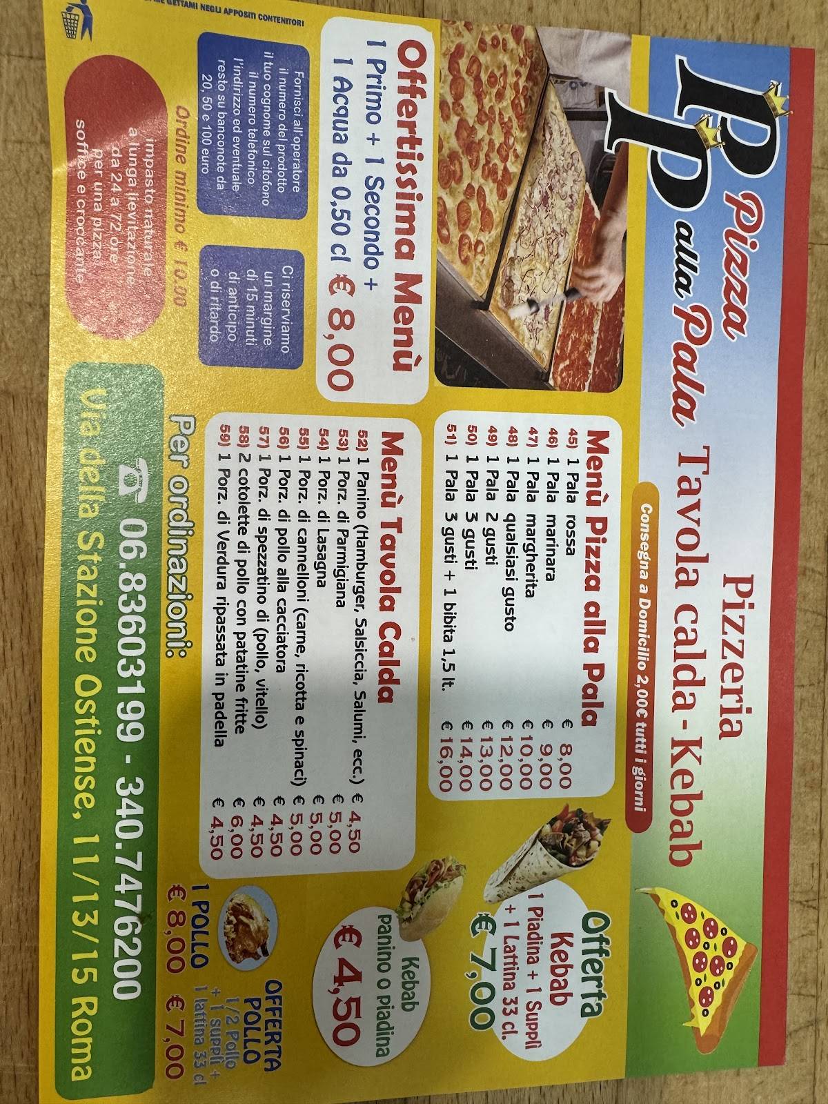 Menu di Pizza alla Pala 