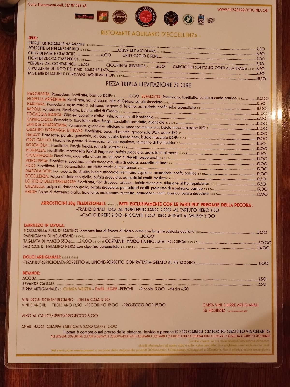 Menu di Pizza e Arrosticini 