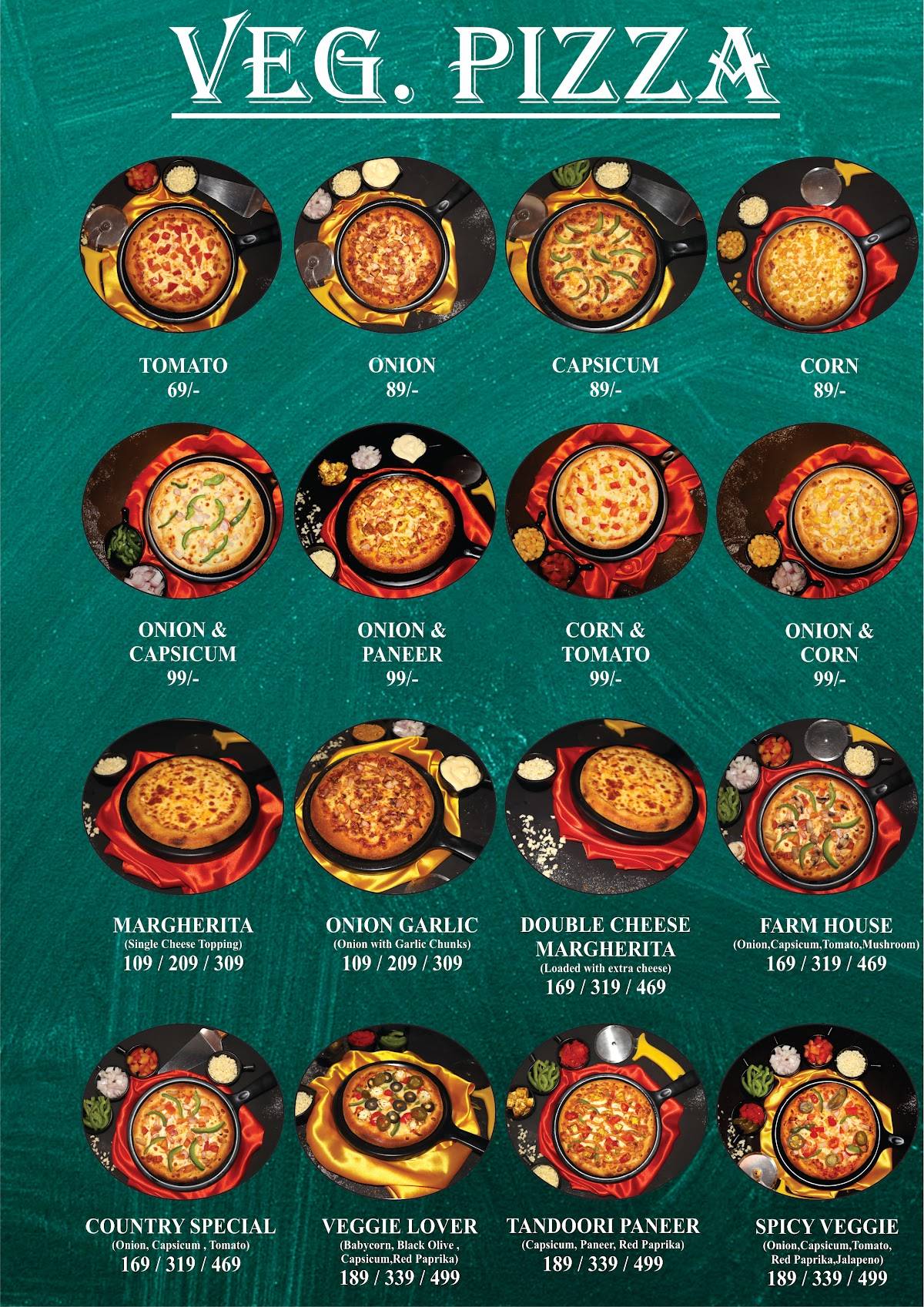 Pizza studio menu