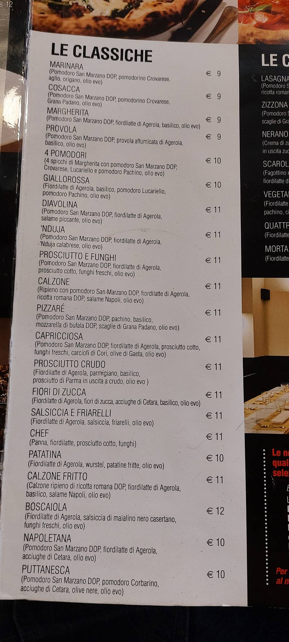 Menu di Pizzarè 77 