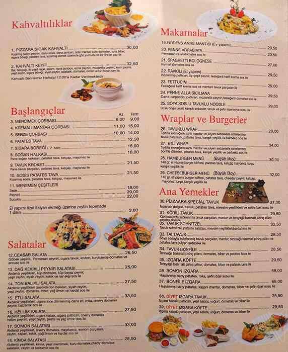 Menu de Pizzaara