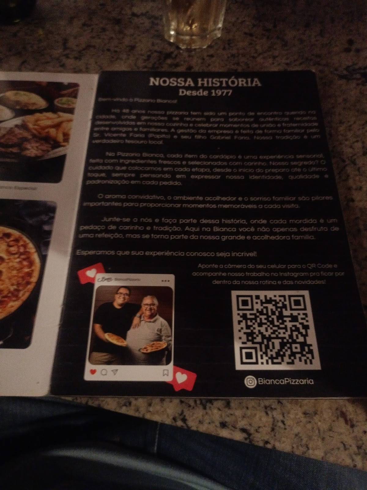 Pizzaria Bianca - Desde 1977 cardápio