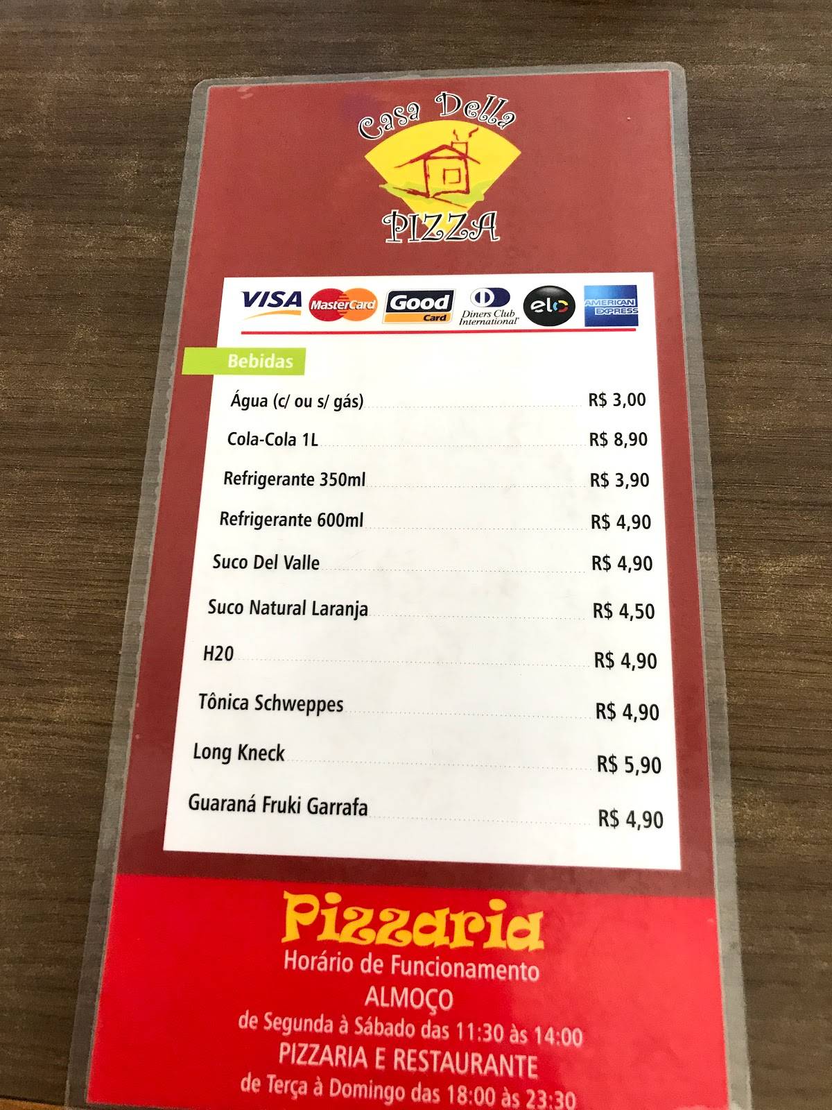 CASA DELLA PIZZA CANOAS cardápio