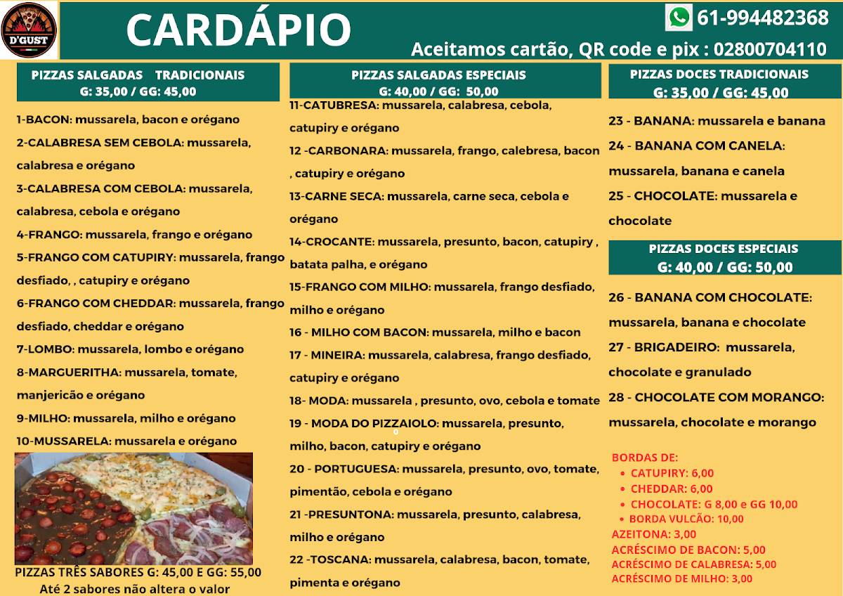 Pizzaria D'Gust cardápio